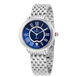 Michele Serein wrist watch in silver & blue
